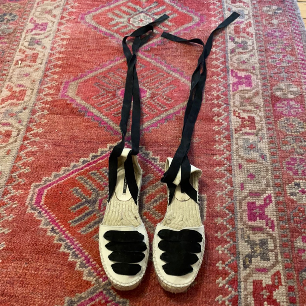 Zara Basic Lace Up Flat Espadrilles